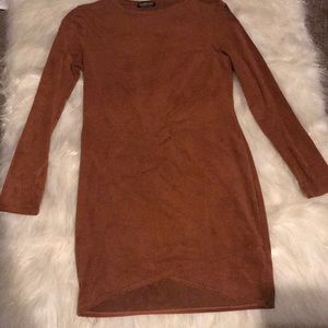 L brown bodycon dress